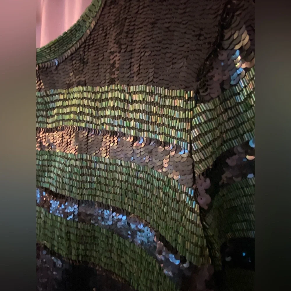 Stunning Fully Beaded & Sequined Emerald Green Mini Dress Silk - Picture 6 of 16